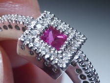 18ct Gold Ring Ruby Diamond UK Hallmark 2006 Size N Boxed