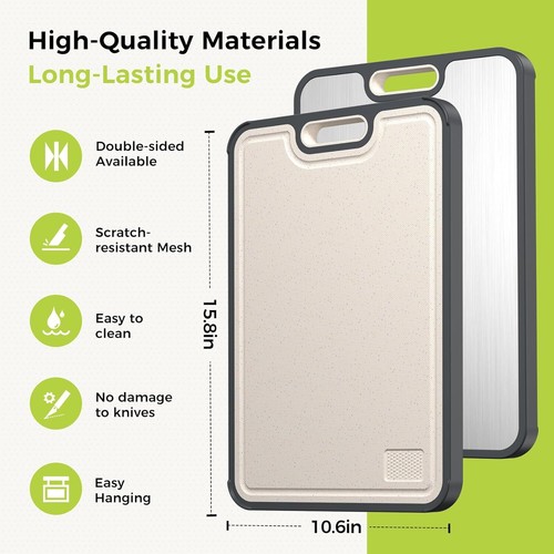 Titanium Cutting Boards for Kitchen, Cutting Board Double Sided Food Grade, Pure