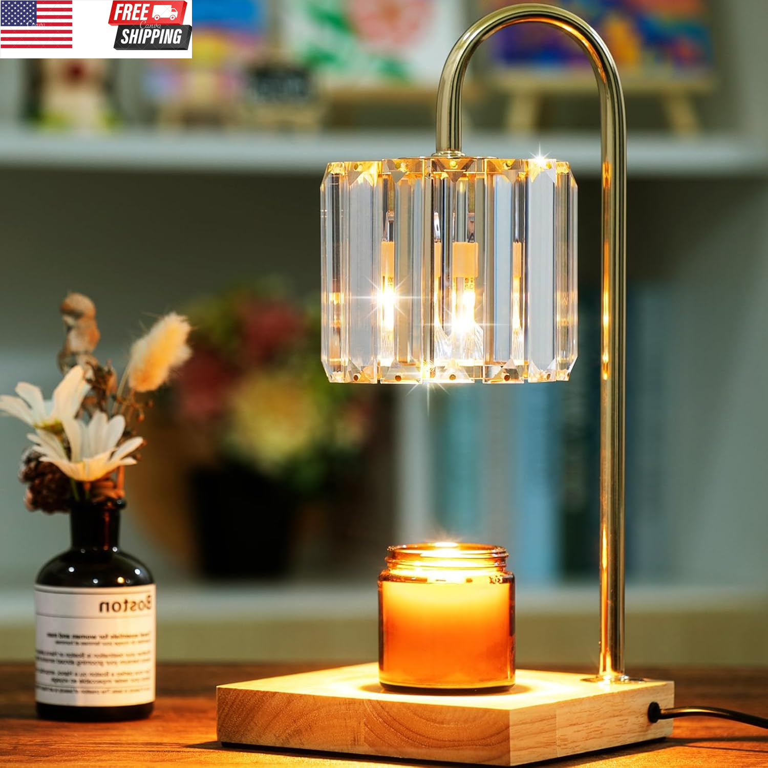 Dimmable Candle Warmer Lamp with Timer and Modern Glass Design for Electric Wax Melts-image