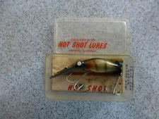 Vintage Eddie Pope Hot Shot Lures medium depth Perch clean w/ box & insert L4
