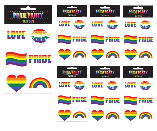 RAINBOW PRIDE TEMPORARY TATTOOS Gay Lesbian LGBT Parade Freedom March Tattoo UK