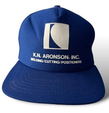 Vtg New Era Blue K.N. Aronson INC WELDING Snapback Foam Trucker Hat Cap Usa Made