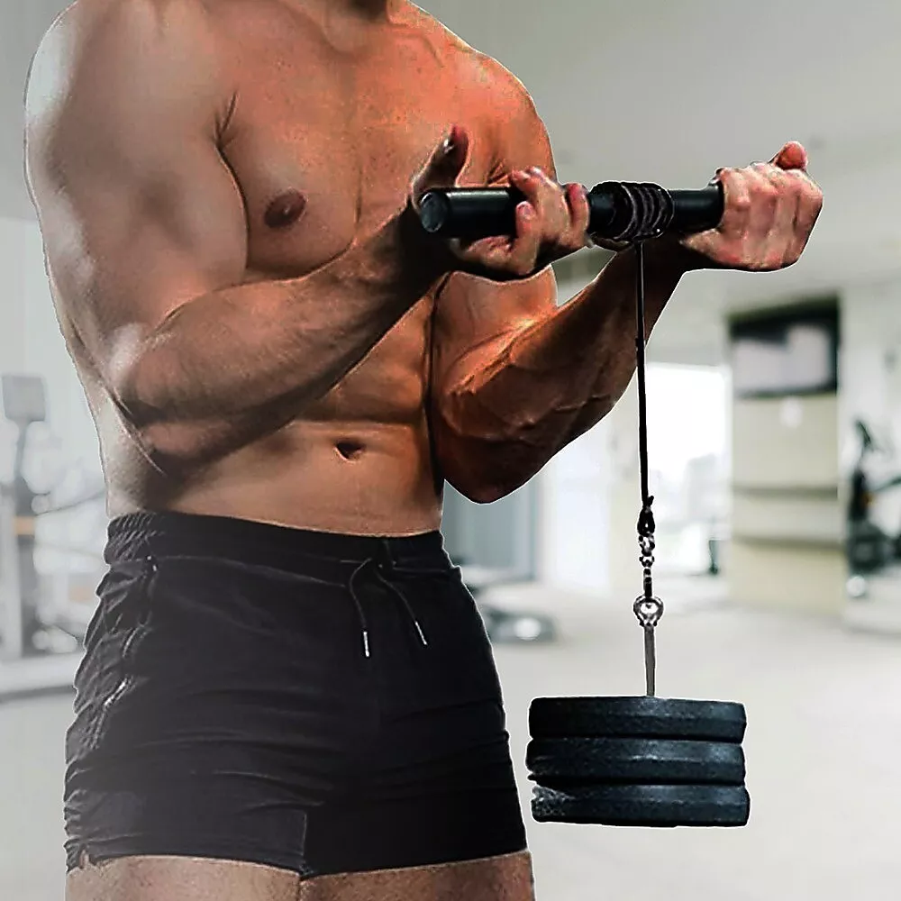 Forearm Wrist Grip Strength Roller Exercise Bar Home Gym Sport