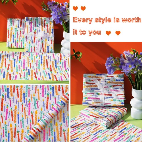 Birthday Wrapping Paper 6 Sheets Happy Birthday Gift Wrapping Paper for Girls... - Picture 4 of 6