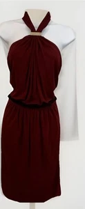 Robe GUCCI marron support doré HW rouge marron viscose sans manches taille S