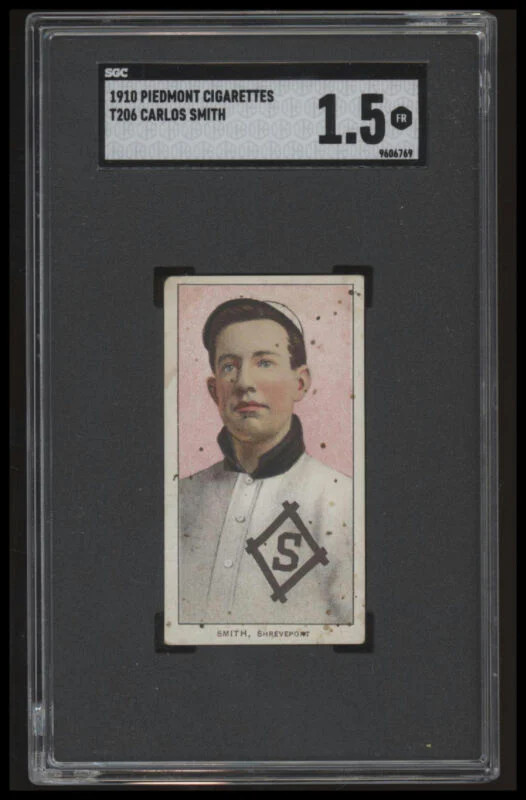 1909 T206 CARLOS SMITH FAIR PIEDMONT 350 SL SGC 1.5 BASEBALL SHREVEPORT PIRATES