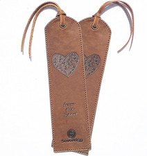 Leather Bookmark Handmade with Heart Design - 2 Genuine Leather Book Marks - Uni