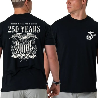 U.S. Marines 250 Years United We Stand T-Shirt   Vintage Patriotic Eagle Graphic