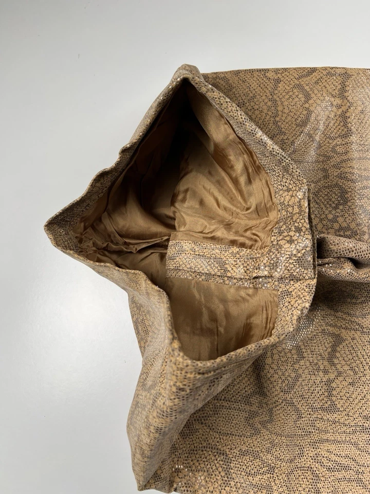 Conbipel Pantalons Cuir Véritable Femme L Beige Imprimé Python Taille Basse - Photo 4/4