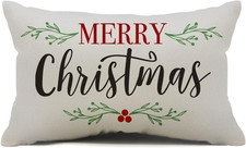 Christmas Lumbar Pillow Covers with Holly Berries 12x20 Inch for Home Decor