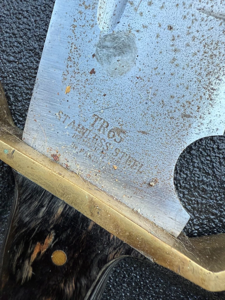 Timber Rattler TR65 Bowie Knife w/ Brass Guard & Leather Sheath – Stag Handle - Image 2 of 4