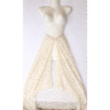 Handmade Ivory Lace Bridal Overskirt High Low Gold Thread Detachable Train