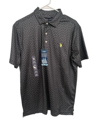 U.S. Polo Assn. Black Polo with White Microdot Pattern