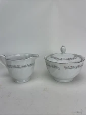Fine China of Japan ROYAL SWIRL Creamer & Sugar Bowl and Gravy Boat w Underplate