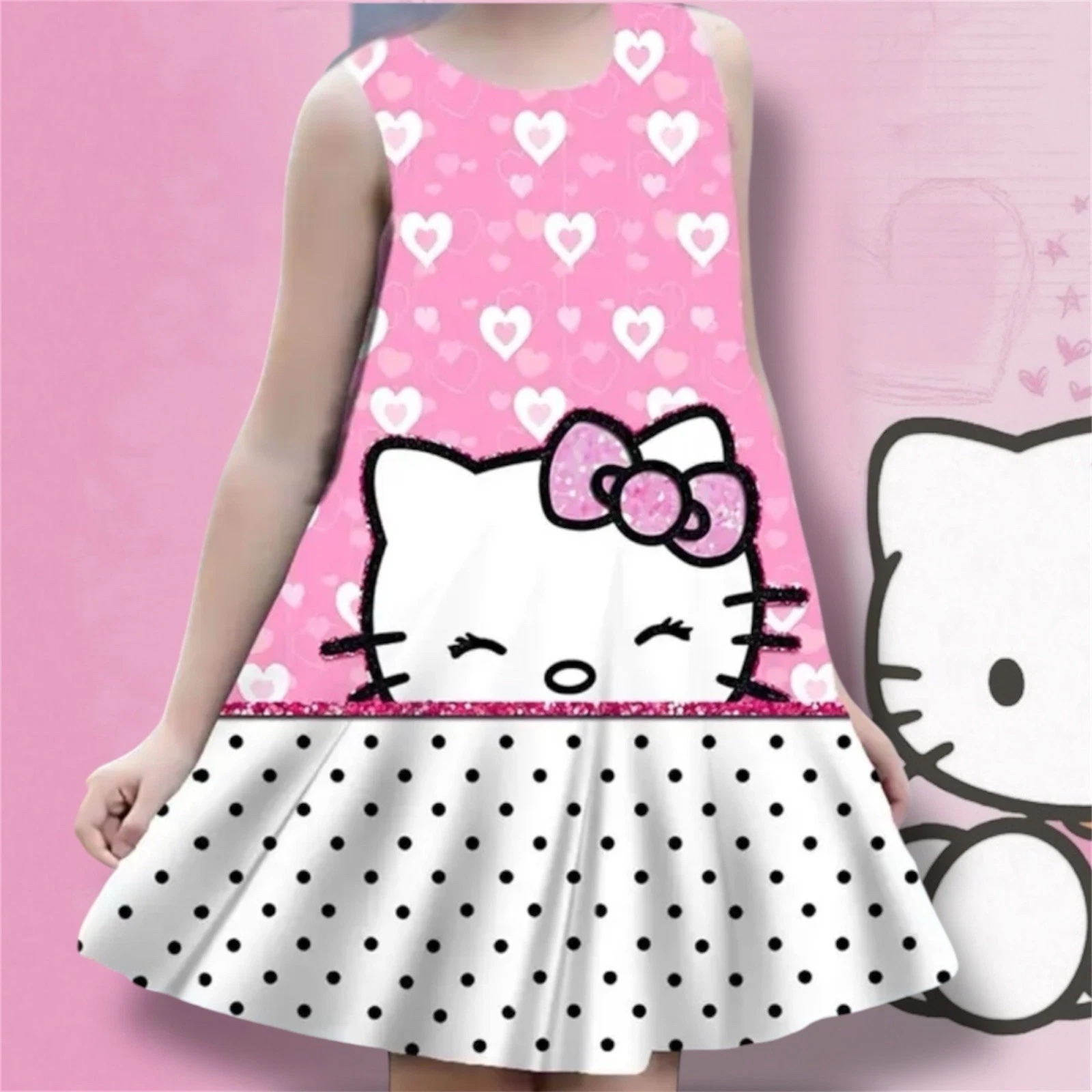 Girls 9-10 Years Dress Nightgown Cover-up Hello Kitty Tank Soft TRAVELERS