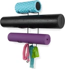 Wallniture Guru Yoga Mat Holder Wall Mount with 3 Hooks for Hanging Yoga Strap,