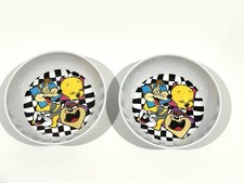 Vintage 1994 Zak Designs Looney Toons 2 Plastic Bowls Set Taz Bugs Daffy Tweety