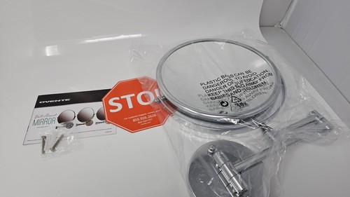 Adjustable Wall Mount Makeup Mirror - 1X & 10X Magnification - Polished Chrome - Picture 3 of 6
