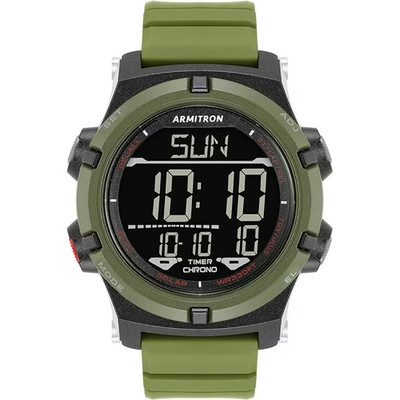 Armitron 40/8438DGNTB, Chronograph, Alarm, Date, 100 Meter WR, Green Strap