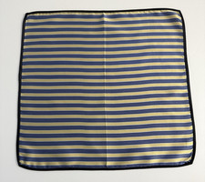 Made in Italy Blue Gold Striped Pocket Square 100 Silk