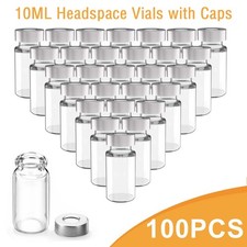 100pc 10ml Glass Vials Sample Vials Lab vials Headspace Vial with 20mm Crimp Top