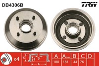 2X Bremstrommel TRW DB4306B FüR Ford Fiesta 3 GFJ Escort 6 GAL AAL ABL 4 AFL ANL