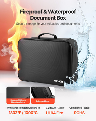 VEVOR Fireproof Document Box, 1832   Heat Insulated Fireproof & Waterproof Box w
