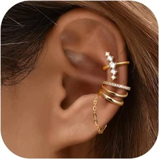 Dochais Ear Cuff Earrings for Women Non Piercing 14K Gold Plated Ear Cuff for No