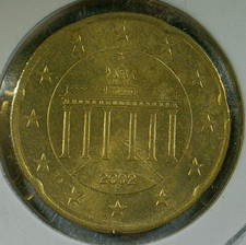 WORLD COIN SALE--2002-F  GERMANY 20 CENT EURO--NORDIC GOLD COMP. COIN-KM# 211