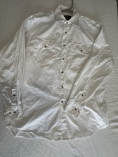 Walls Ranch Wear White Cotton Long Sleeve Pearl Snap Shirt Mens Medium Read 31