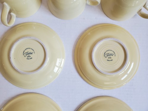 Fiestaware Yellow 3 Cups 2 Saucers 2 Plates Discontinued Fiesta 7 Pc - Picture 11 of 15