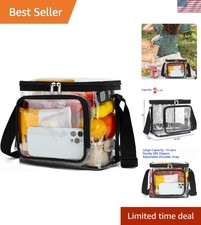 Large Insulated Clear Lunch Bag with Adjustable Strap for Stylish Meal Transport
