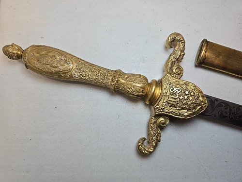 Civil War M1840 Medical Staff Officers Sword Saber w/Scabbard - Ames - Etched