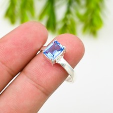 Blue Topaz Gemstone 925 Sterling Silver Ring Handmade Jewelry Ring For Gift