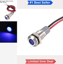 8mm Led Indicator Light 12v 24v Panel Mount Blue Waterproof Metal Shell Warning