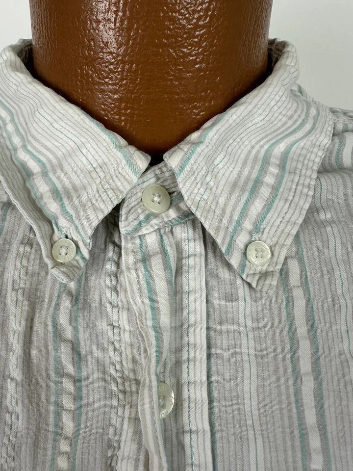 Camisa Route 66 Seersucker Hombre L Manga Corta Abotonada Exterior Gris De Colección Foto 4 de 4