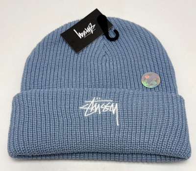 New Stussy Basic Cuff Beanie Haze Blue NWT Skull Cap | eBay