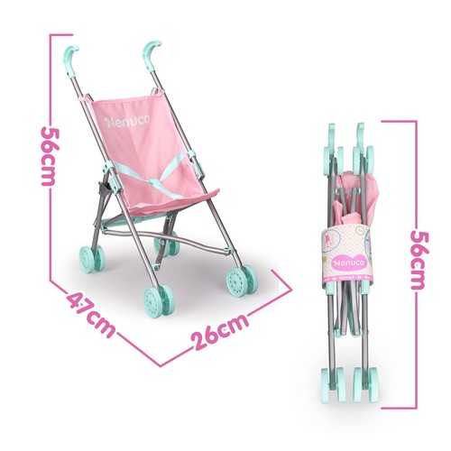 Nenuco - Passeggino Passeggino Giocattolo Rosa e Blu Metallizzato Pie - Foto 6 di 9