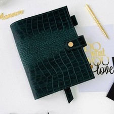 A5 Leather Planner cover binder,  exclusive sea wave color croc