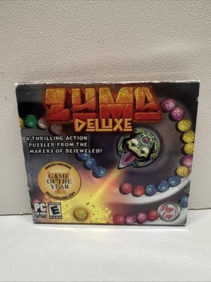 Zuma Deluxe Pop Cap PC CD ROM Computer Video Game 2004 Bejeweled Puzzle Games