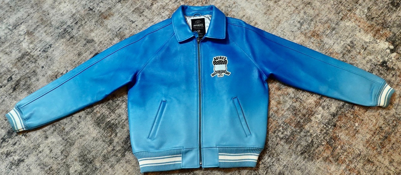 Avirex Icon Ombre Lamb Leather Jacket Limited Edition Sky Blue Size:M. New