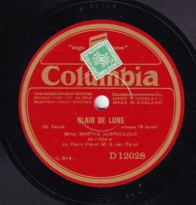 Nespoulos. Fauré (Clair de lune) + Gounod (Jerusalem). Col D 12028 (10''). NM(-)