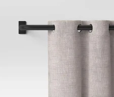 Threshold Black Rectangular End Expandable Metal Curtain Rod 66" to 120" Lengths