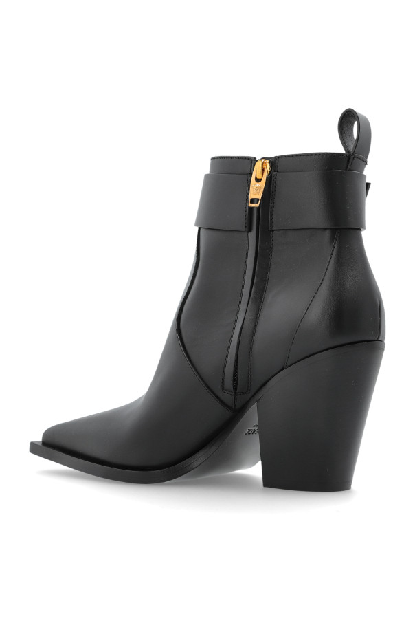 Versace - Women - Leather heeled ankle boots - Black thumbnail 5