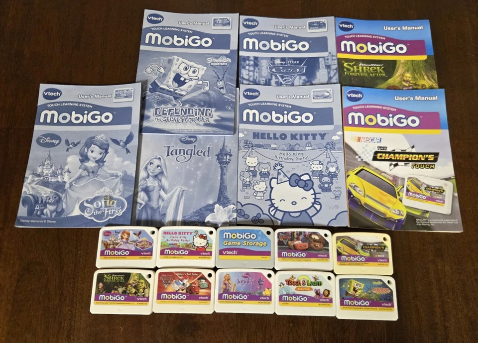 MobiGo V-Tech Lot 10 Games 7 instructions Disney, SpongeBob, Hello Kitty & More! - Image 2 of 4
