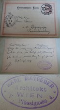 Architect Karl Mayreder (1856-1935): PK Vienna-Wieden 1891, order of paper