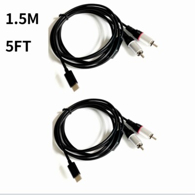 FLEAVER 2PACK USB C to  2RCA Auido Cable Male Jack Plug Car Auxiliary Cable