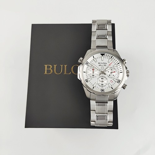Bulova Men's Marine Star White Dial Quartz Stainless Steel Watch 43mm 96B255 - 第 8/9 張圖片