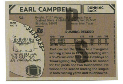 1980 STCC Topps #34 Earl Campbell HOF Hall of Fame Houston Oilers