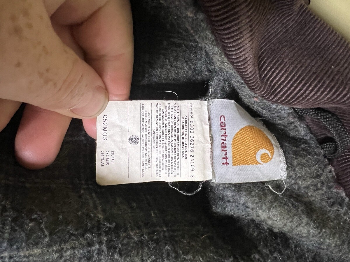 VTG Carhartt C52 MOS Blanket Lined Barn Chore Coat 2XL TALL Olive
